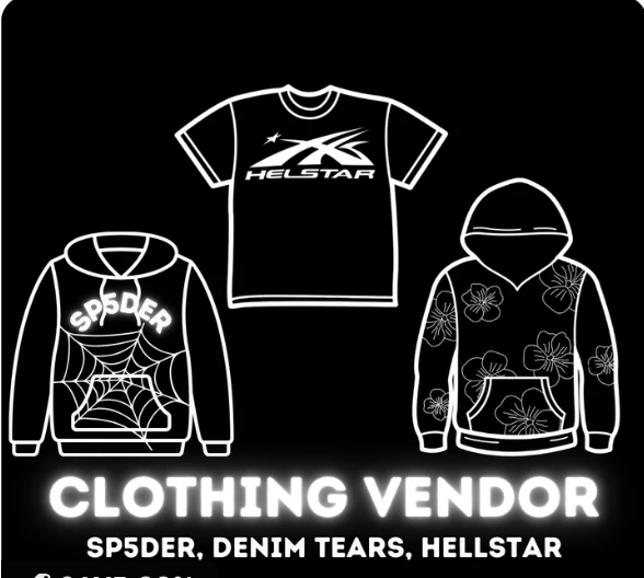clothing vendor (spider, hell$tar, and denim.)